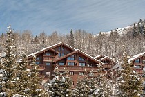 Les Fermes de Meribel - bomen bij de chalets